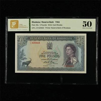 1966 Rhodesia Reserve Bank 5 Pounds Pick#29a - Image 1 of 4