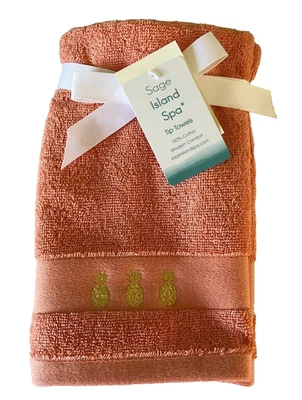 Pineapple Welcome Fingertip Towels Set of 2 Bathroom Summer Beach House - Image 1 of 4