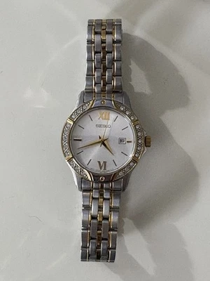 精工金色/银色施华洛世奇水晶石英手表 - 6N22-00B0  — 第 1/4 张图片