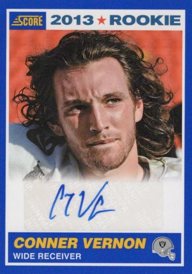 2013 Score Rookie Signatures Blue #350 Conner Vernon Raiders - Image 1 of 1