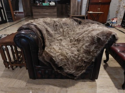 Подлинный реальный енот стороны меха одеяло один размер бросить 51 «x 41» ковер - 6839 - Изображение 1 из 4