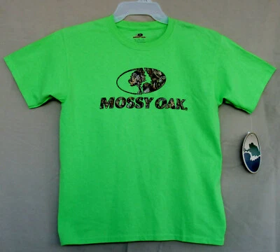 Mossy Oak Boy's Green w/ Camo Logo Graphic Short Sleeve T-Shirt Youth Size-Large - Image 1 of 4