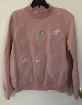De colección Alfred Dunner XL? Sudadera Pullover Rosa Polvorienta Bordada Pájaro y Flores Foto 1 de 4