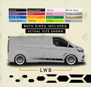 Se adapta a Ford Transit Custom L2 LWB - calcomanías adhesivas laterales hexagonales de panal para furgoneta - Imagen 1 de 18