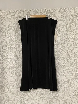 Falda midi completa minimalista cintura elástica Dana Buchman Travel Anywhere negra XL Foto 1 de 4