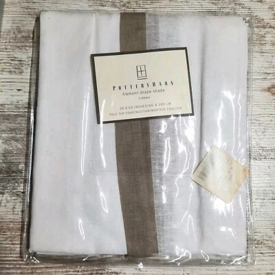 Cortina Pottery Barn Fremont 26"x63" mezcla lino/algodón blanco beige Foto 1 de 3