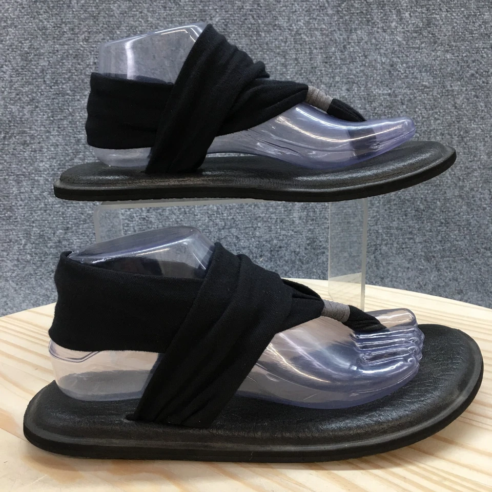 Sanuk Sandals Womens 9 Yoga Sling 2 Slingback Flip Flops SWS10001 Black Fabric - Image 1 of 4