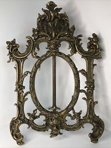 Antique Rococo Gilt Brass Easel Back Picture Frame NO Glass 13”