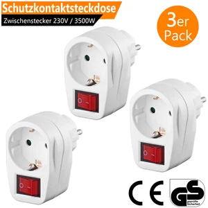 3x Steckdose mit Schalter schaltbare Steckdosenschalter Stecker Zwischenstecker - Afbeelding 1 van 10