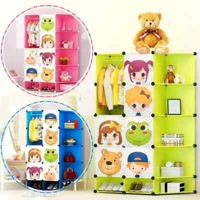 DIY 8-Cube Children's Wardrobe Modular Boxes Storage Organiser Shoes Toys - Image 1 of 3