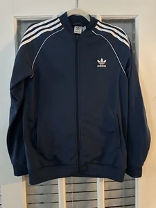 Youth Boys Adidas 3 Stripe Athletic Track Jacket Blue Full Zip XL 15-16Y - Picture 1 of 16