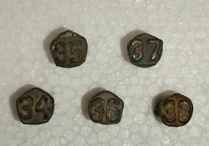 Pentagon Head Railroad Date Nails 1934-1938 Raised, Steel, Round Shank, L2 - Picture 1 of 16