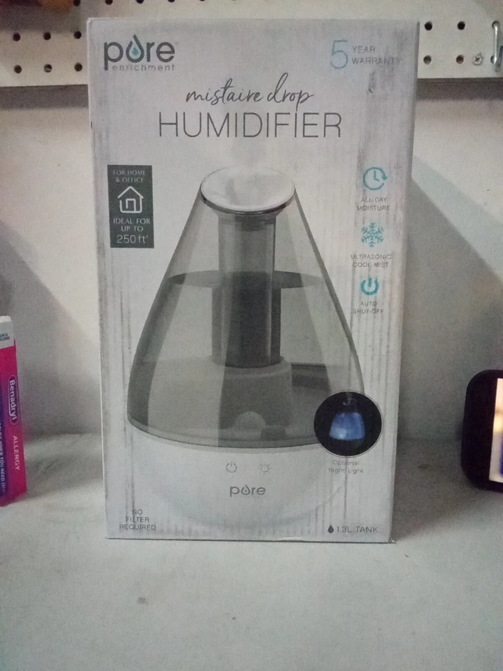 Pure Enrichment MistAire Drop Ultrasonic Humidifier White Auto Shut Off NEW - Image 1 of 1