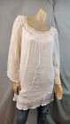 USED Calstyle XL XLARGE White Embellished Scoop Neckline 3/4 Sl Blouse Top Shirt