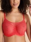 M&S - Bright Coral Mesh Lace Underwired Non Padded Balcony Red Bra - 32A