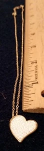 Collar colgante de corazón de 18" de oro sobre plata de 24 K nuevo envío gratuito - Imagen 1 de 2