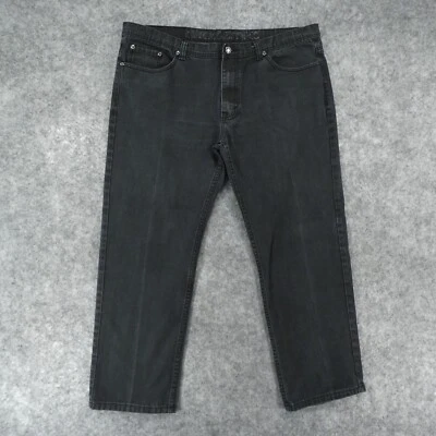 Akademiks Jeans Mens 42x32 Straight Mid Rise Black Med Wash Hip Hop - Image 1 of 4