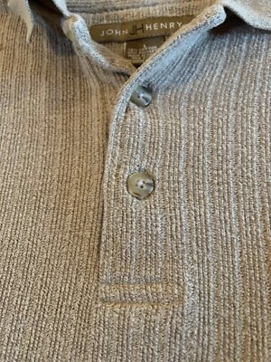 Suéter Henley Tejido Grande De Colección Para Hombre Acanalado Elástico Lt Marrón Preppy Chenille Foto 1 de 4