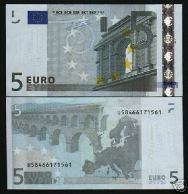 EUROPEAN UNION 5 EUROS P-1 u 2002 x 20 Pcs 1/5 Bundle EU Trichet FRANCE UNC NOTE - Image 1 of 3
