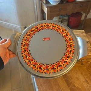 Vintage WMF German Large Round Metal Serving Tray – Yellow Orange Red Flowers – - Picture 1 of 5