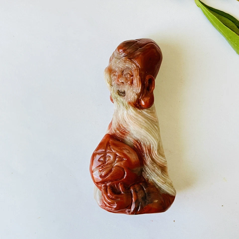 Estatua de pensador de ágata de piedras preciosas naturales tallada a mano decoración de escritorio de oficina en casa Foto 1 de 4