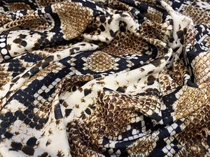 Scuba Crepe Fabric Stretch Spandex Double Jersey, Per Metre - Snakeskin Print - Picture 1 of 3