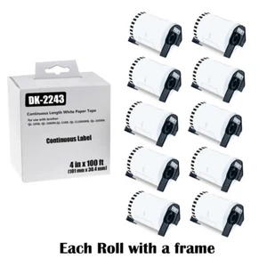 Cinta continua 10 rollos 4"x100' DK-2243 para impresora de etiquetas Brother QL-1110NWB - Imagen 1 de 12