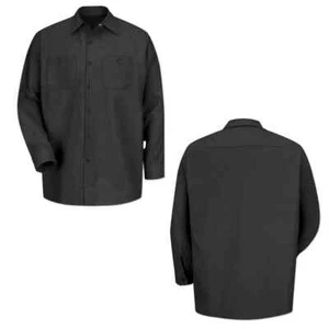 Red Kap Work Shirt Solid Color 2 Pocket Men's Industrial Uniform Long Sleeve - Picture 1 of 41