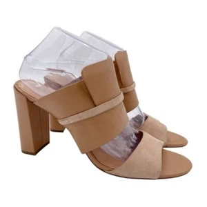 Halston Heritage Zarla Heeled Sandal Combo Slide Mule in Paloma Leather Size 10 - Picture 1 of 15