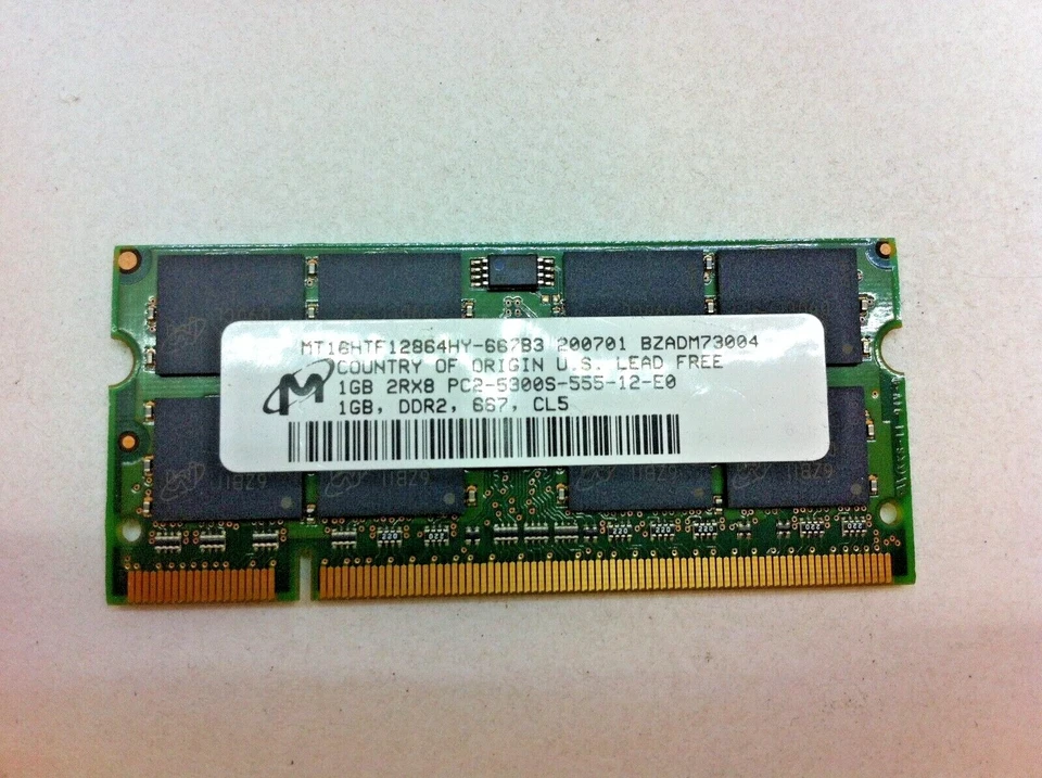 HP TS TX2 Laptop Micron 1GB SO-DIMM 667 MHz DDR2 Memory (MT16HTF12864HY667B3) 22 - Image 1 of 1