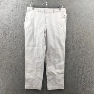 GAP Slim City Crop Capri Pants Womens 10 White Striped Zip Fly Cotton Blend NEW - Picture 1 of 19