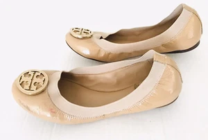 Zapatos planos de ballet Tory Burch nude Caroline para mujer talla 6 beige sin cordones circulares - Imagen 1 de 9