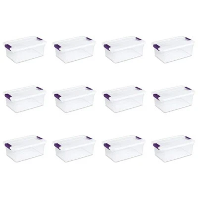 Sterilite 17531712 15 Quart 14 Liter Clear Latch Box, Storage Container, 12 Pack