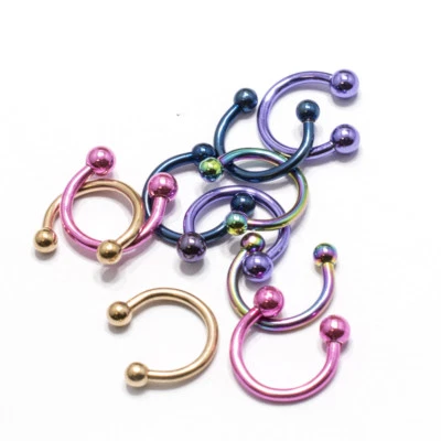 10 Pack 16 Gauge Circular Horseshoe Barbells Septum Lip Anodized Surgical Steel - Image 1 of 4