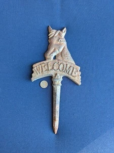 Vintage Rusty Cast Iron Equestrian Horse Welcome Yard Sign Stake Western Barn - Picture 1 of 5