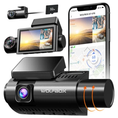 WOLFBOX 3 Channels Dash Cam with WiFi GPS 4K+1080P/1440P+1080P+1080P Car Dashcam