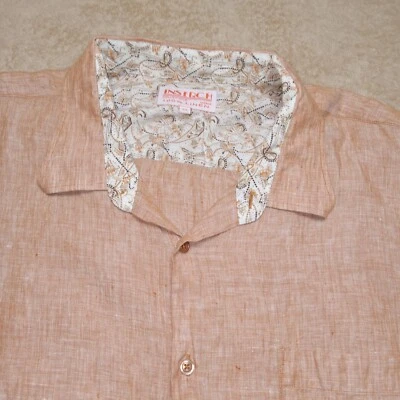 Inserch Collezione 100% Linen Flip Cuff Button Up Shirt 4XL XXXXL Brown - Image 1 of 4