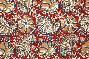 By yard Indian Hand Block Print Cotton Floral Fabric Sanganeri Print Running - Picture 1 of 4