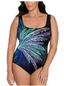 Swim Solutions Women's Firework Print One-Piece Swimsuit Palm 10 SW230610 - Picture 1 of 4