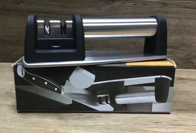 Herramienta de afilado de cuchillos de acero inoxidable de mano de 2 pasos alfombrilla antideslizante gruesa/fina Foto 1 de 4