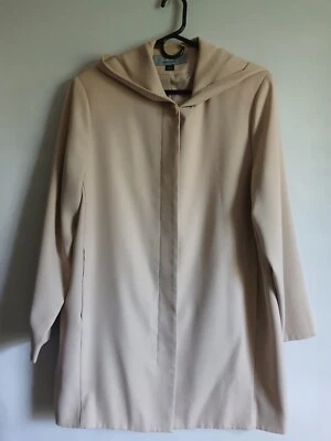 Abrigo ligero con capucha de longitud media tostado Anne Klein para mujer talla 6 bolsillos forrados 5... Foto 1 de 4