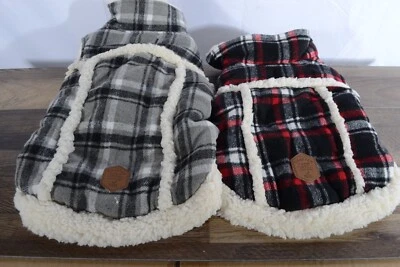 New Hotel Doggy Checkered Dog Quilted Vest Jacket Coat Plaid Sherpa Warm M/L/XL - Image 1 of 4