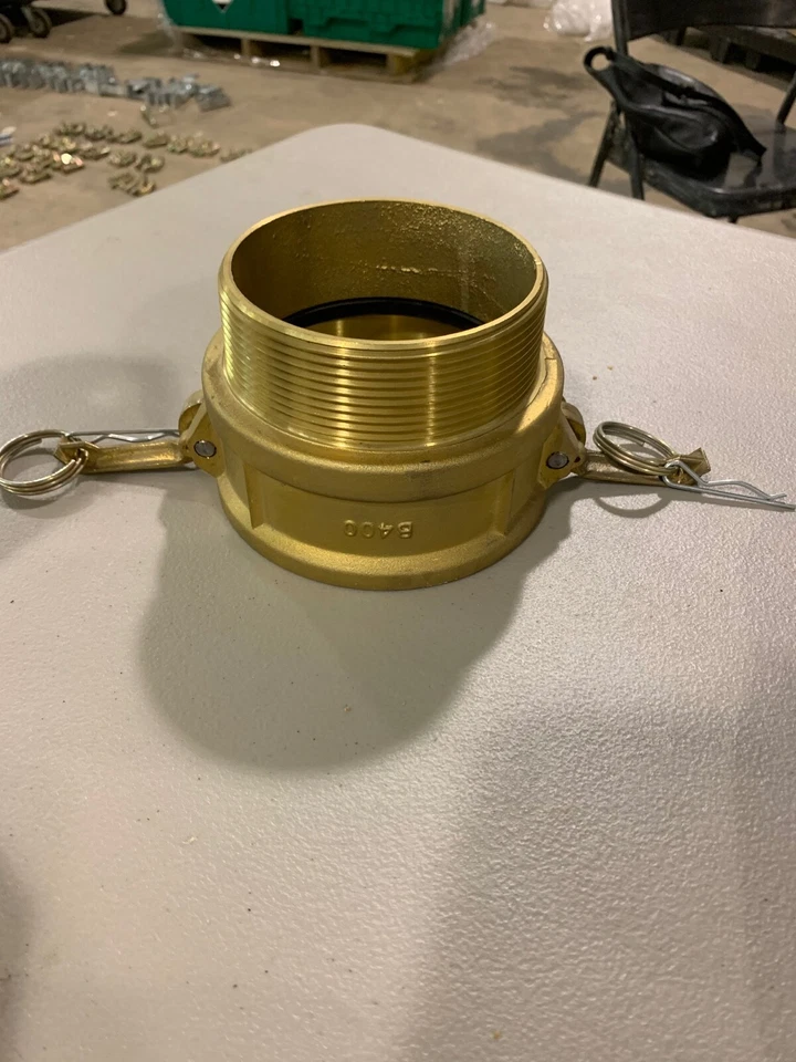 Brass Type B Cam and Groove Fitting, 4″ Female Camlock x 4″ Male NPT B400 - Image 1 of 1