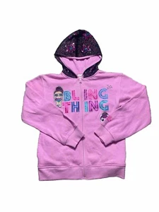 LOL Surprise Sweatshirt Girls Sz XL  14/16 Doll Pink Bling Zip Up Sequin Jacket - Picture 1 of 13