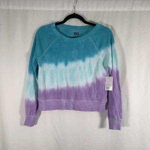 New So Sweater Girls Large 10/12 Blue Purple Tie Dye Long Sleeve Pullover - Picture 1 of 9