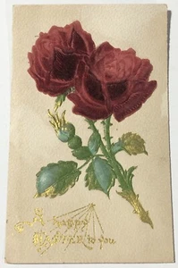 Vintage A Happy Easter to You Embossed Postcard Germany Divided Back Roses - Picture 1 of 5