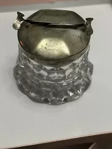 Vintage Crystal Sugar Container W Coulthard 1920s 30s. Hallmarked Lid - Picture 1 of 13