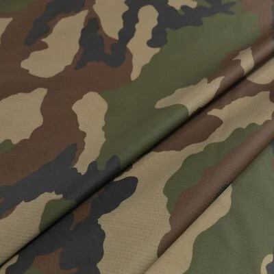 Frankreich Camouflage leichter Ripstop Nylon-Stoff Tarndruck Flecktarn Meterware - Bild 1 von 4