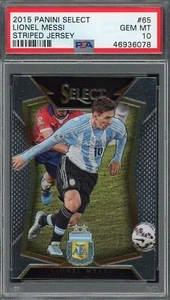 Lionel Messi 2015 Panini Select Striped Jersey Soccer Graded Card #65 PSA 10 - Picture 1 of 2