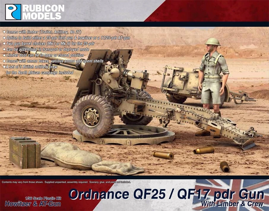 Rubicon Models 280115 - Commonwealth Ordnance QF25 / QF17 pdr Howitzer & AT-Gun - Image 1 of 1